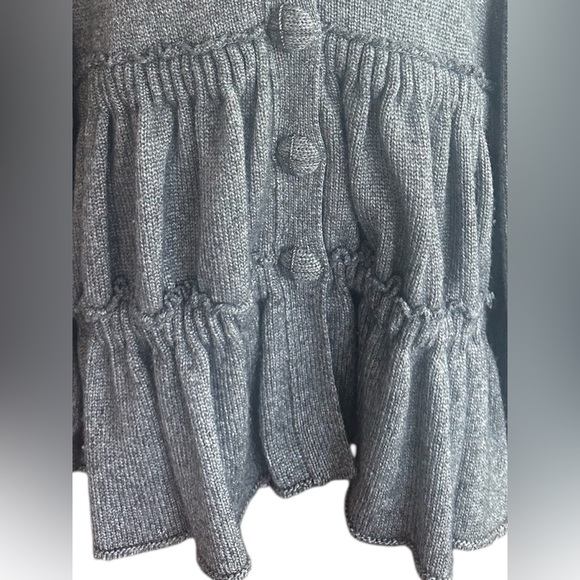 CHANEL Wool Blend Gray Women's Logo Button Snap Front Cardigan Size EU46/US12/L - Picture 4 of 10